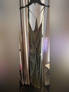 Women’s Olive Knot-Front Sleeveless Dress